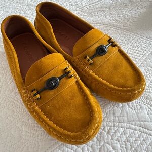 Coach Women's Yellow Suede Moccasins